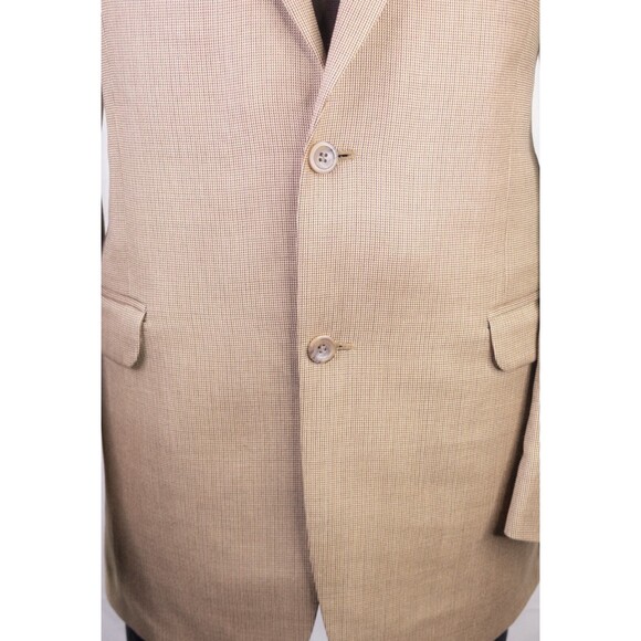 Stafford Sport Coat Blazer Mens 42L Beige Houndstooth Jacket Blazer Silk/Wool - Picture 3 of 14